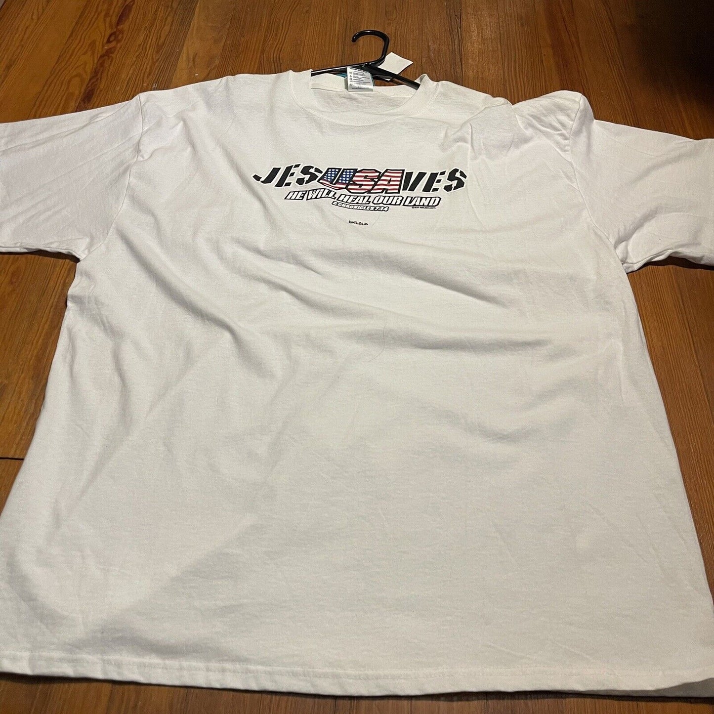 Vintage Jesus Shirt Adult Xxl White Jesus Saves USA 9/11 2001 Men