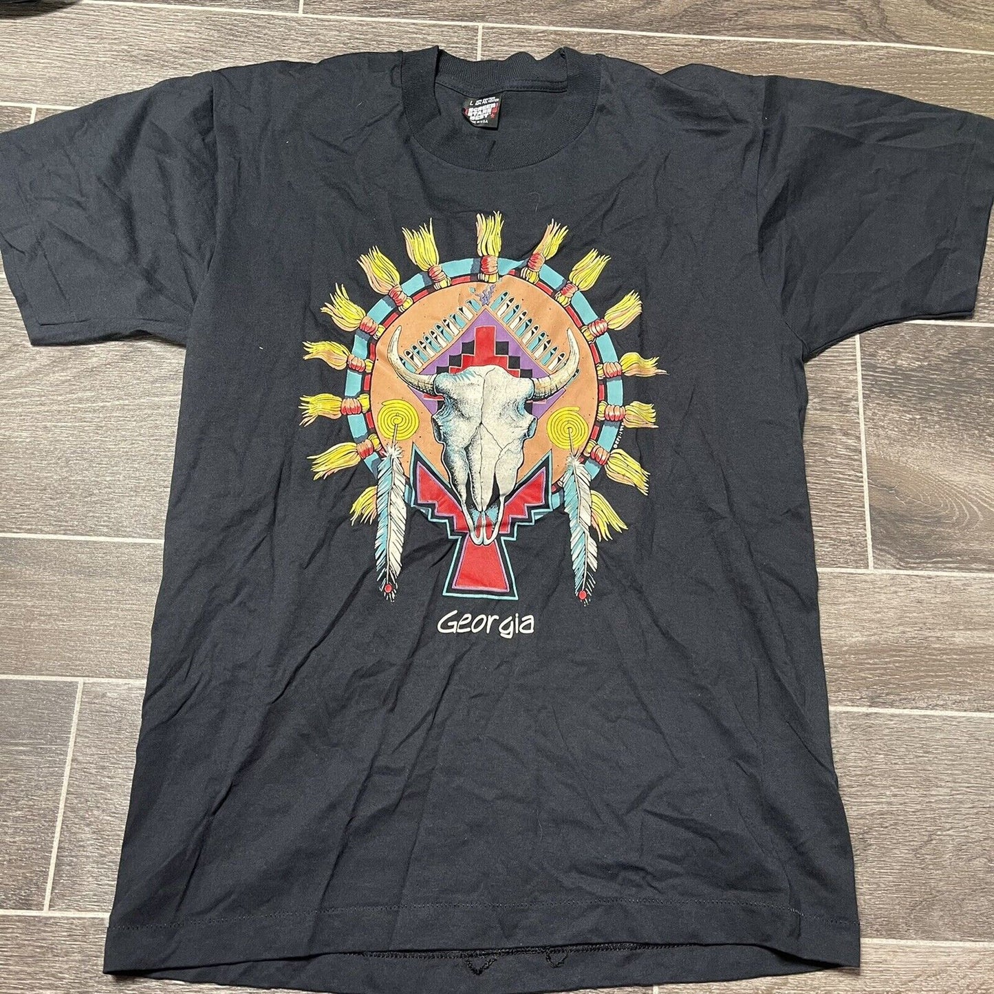 vintage georgia indian t shirt size large Native American