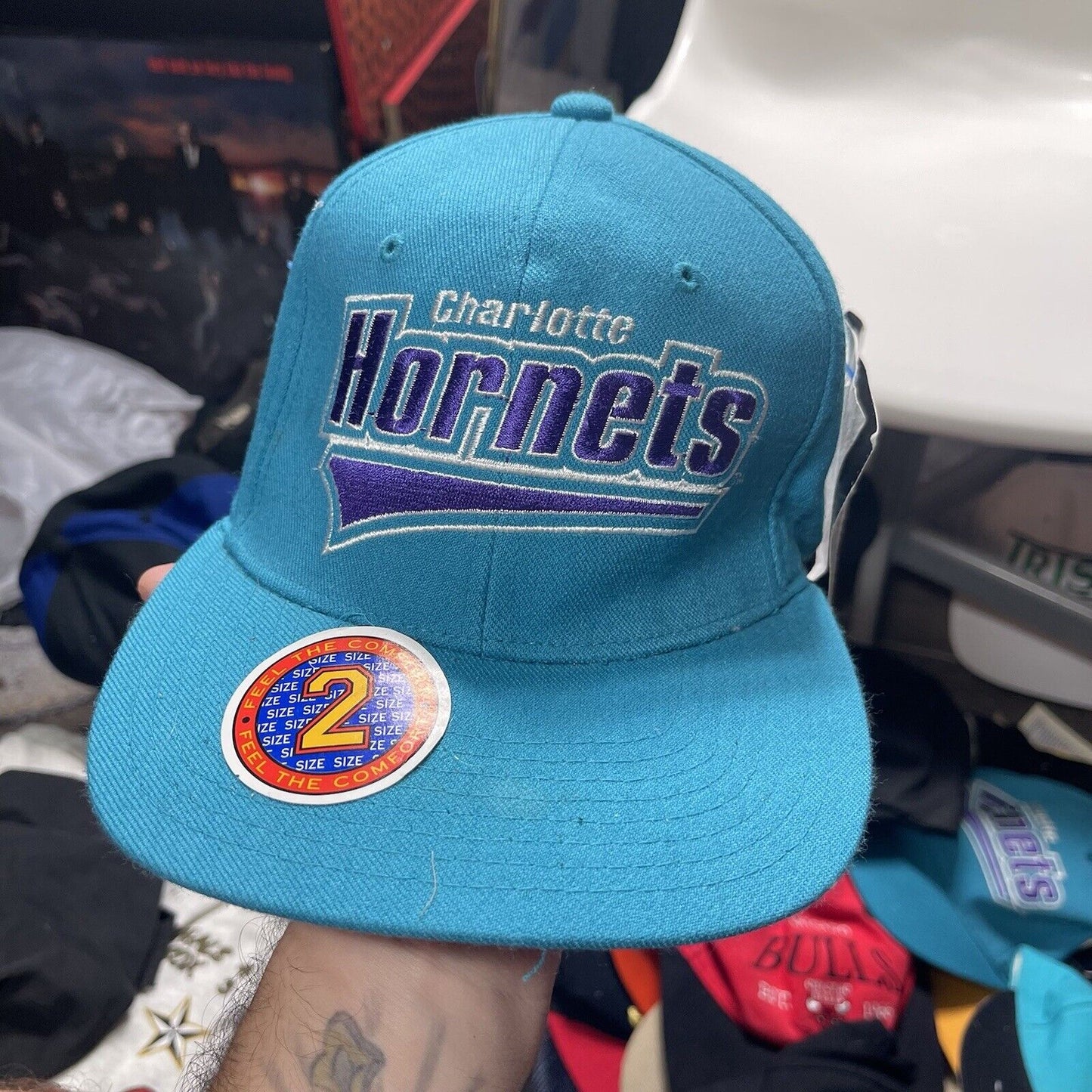 Charlotte Hornets Vintage Starter Fitted Hat Teal/Purple Various Sizes NWT