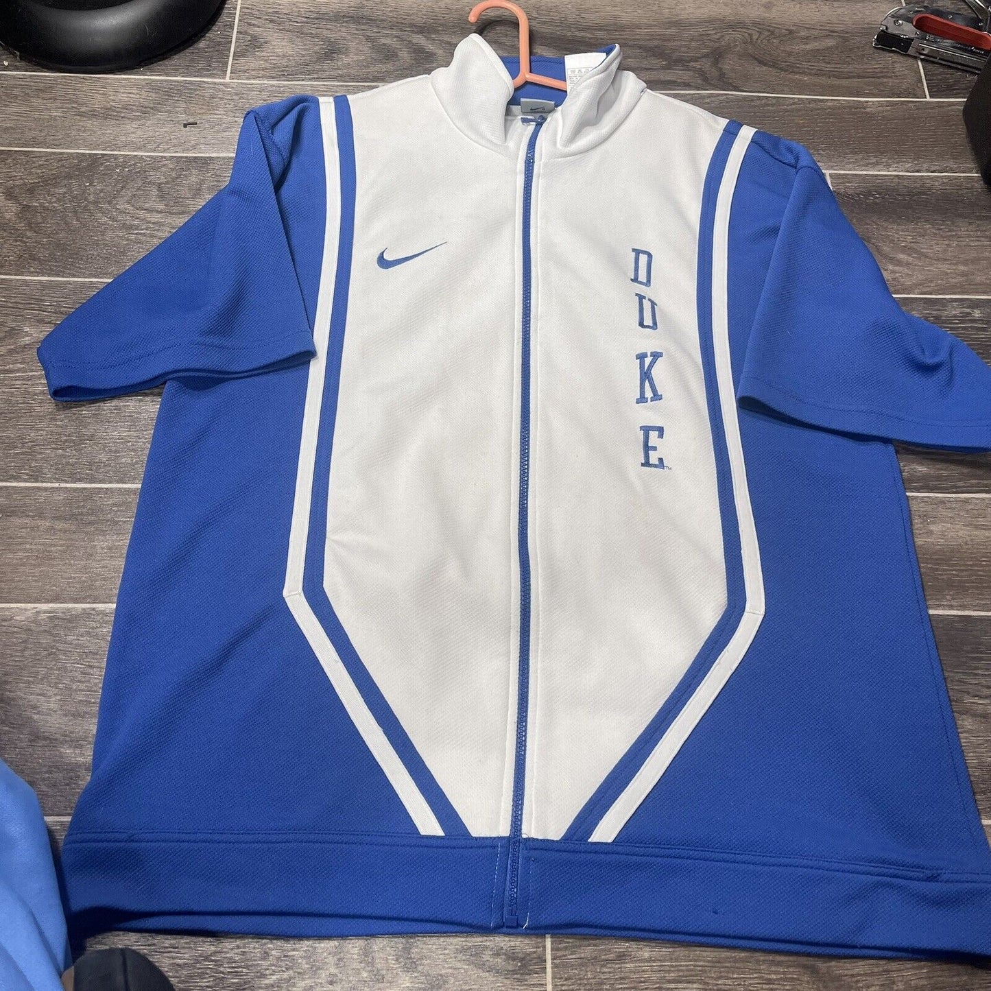 Vintage Nike Duke Blue Devils NCAA Basketball Warmup Zip Shooting Shirt Large