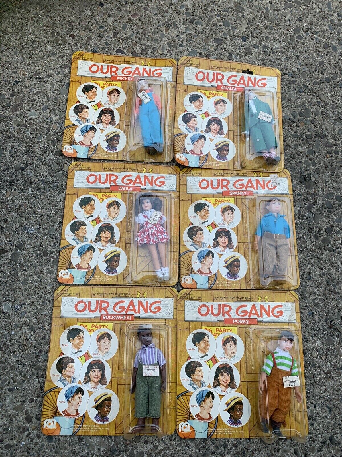 Vintage Mego Little Rascals Our Gang Set of 6 Carded Action Figures