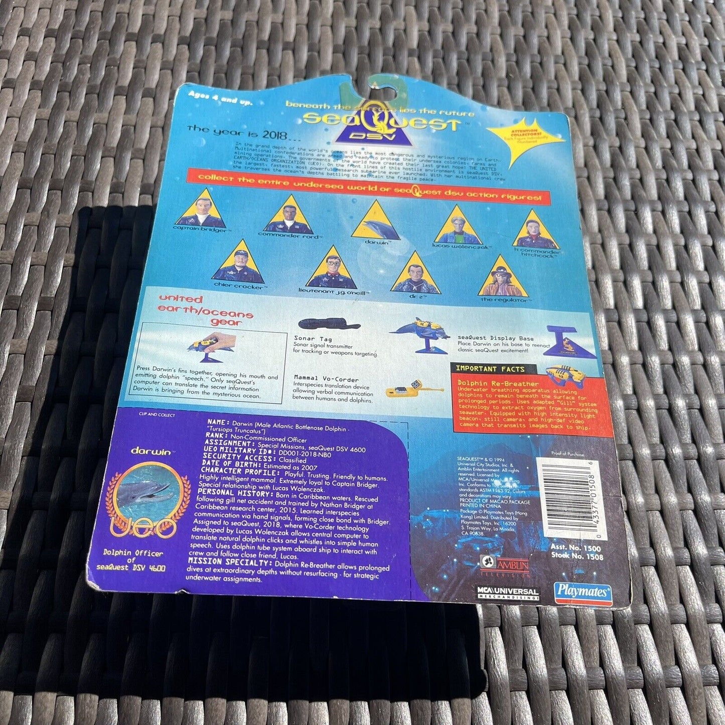 NEW 1994 Playmates Sea Quest DSV Darwin 6” Figure New In Box JL