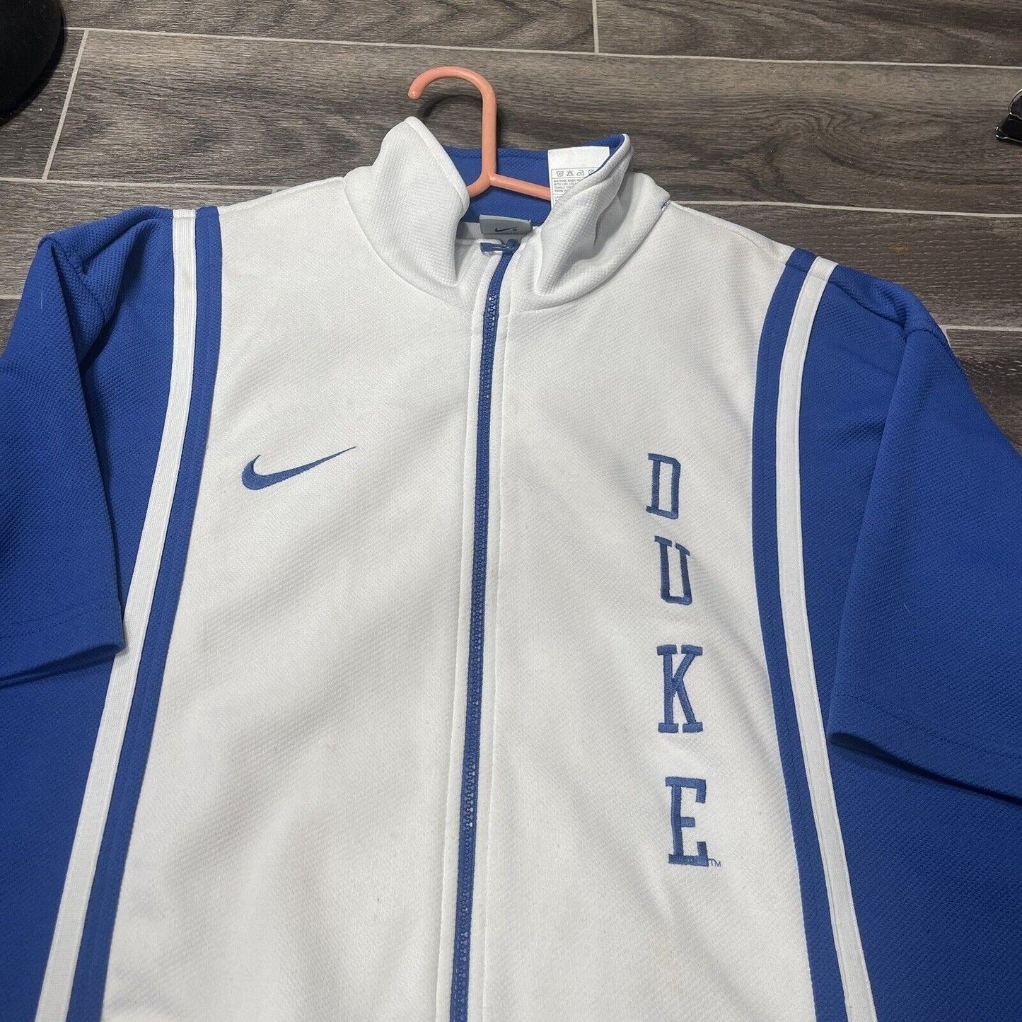 Vintage Nike Duke Blue Devils NCAA Basketball Warmup Zip Shooting Shirt Large