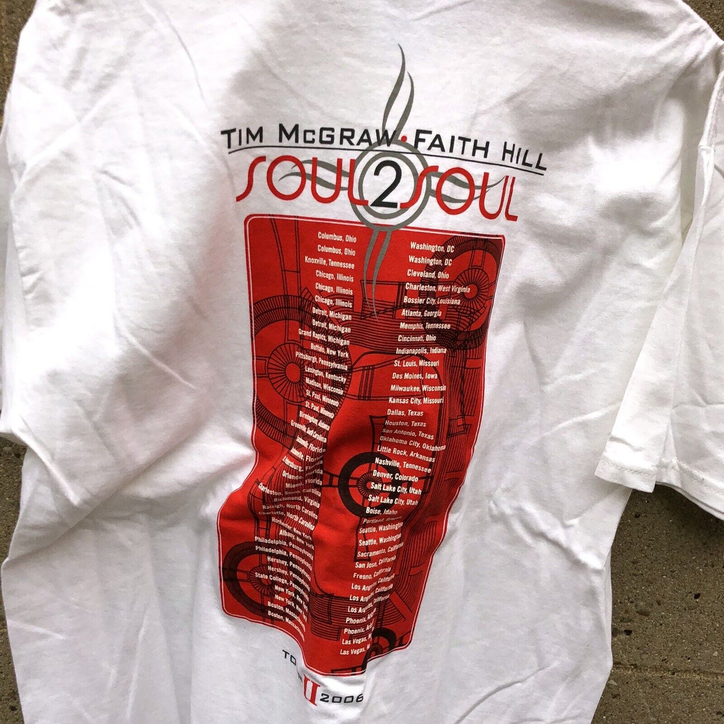 Tim McGraw Faith Hill T-Shirt 100% Cotton Soul 2 Soul Tour Concert Tee Sz Large