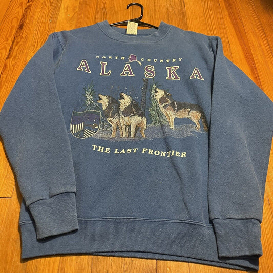 A1 Vintage 90s Alaska Eagle The Last Frontier Sweatshirt Adult M Blue Mens