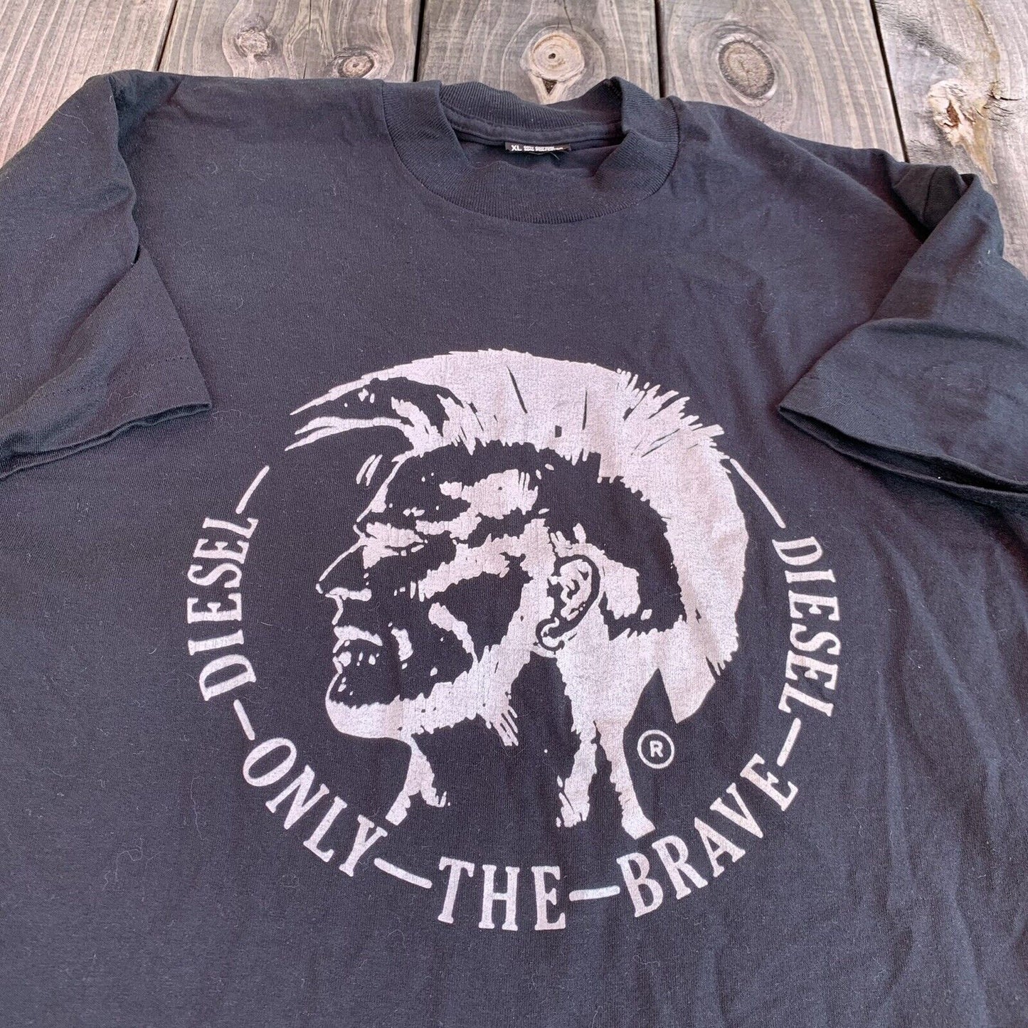 Vintage Diesel Only The Brave Size Xl Mohawk Black Logo Print T Shirt Men