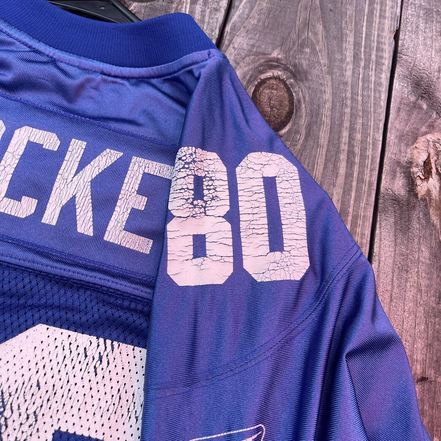 New York Giants Jersey Mens Medium Blue Shockey #80 Reebok NFL Football
