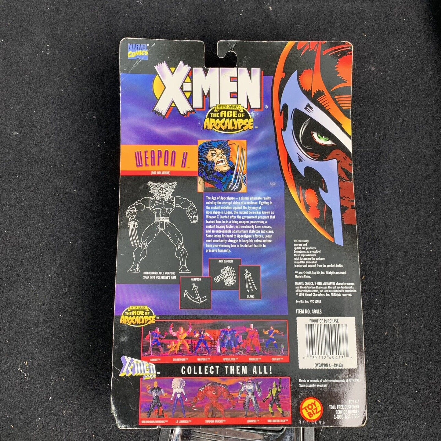 MOC 1995 ToyBiz Marvel X-Men Age of Apocalypse Weapon X Wolverine Action Figure