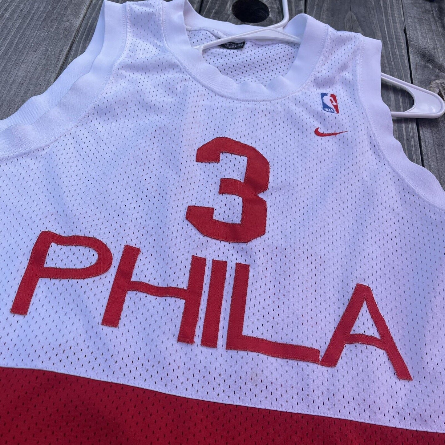 Vintage Nike Philadelphia 76ers Allen Iverson #3 Red White Phila Jersey Large