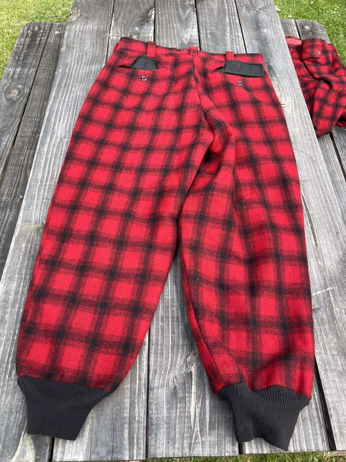 Vintage Woolrich Pants Mens 34 Buffalo Plaid Red Black Hunting Wool Mackinaw USA