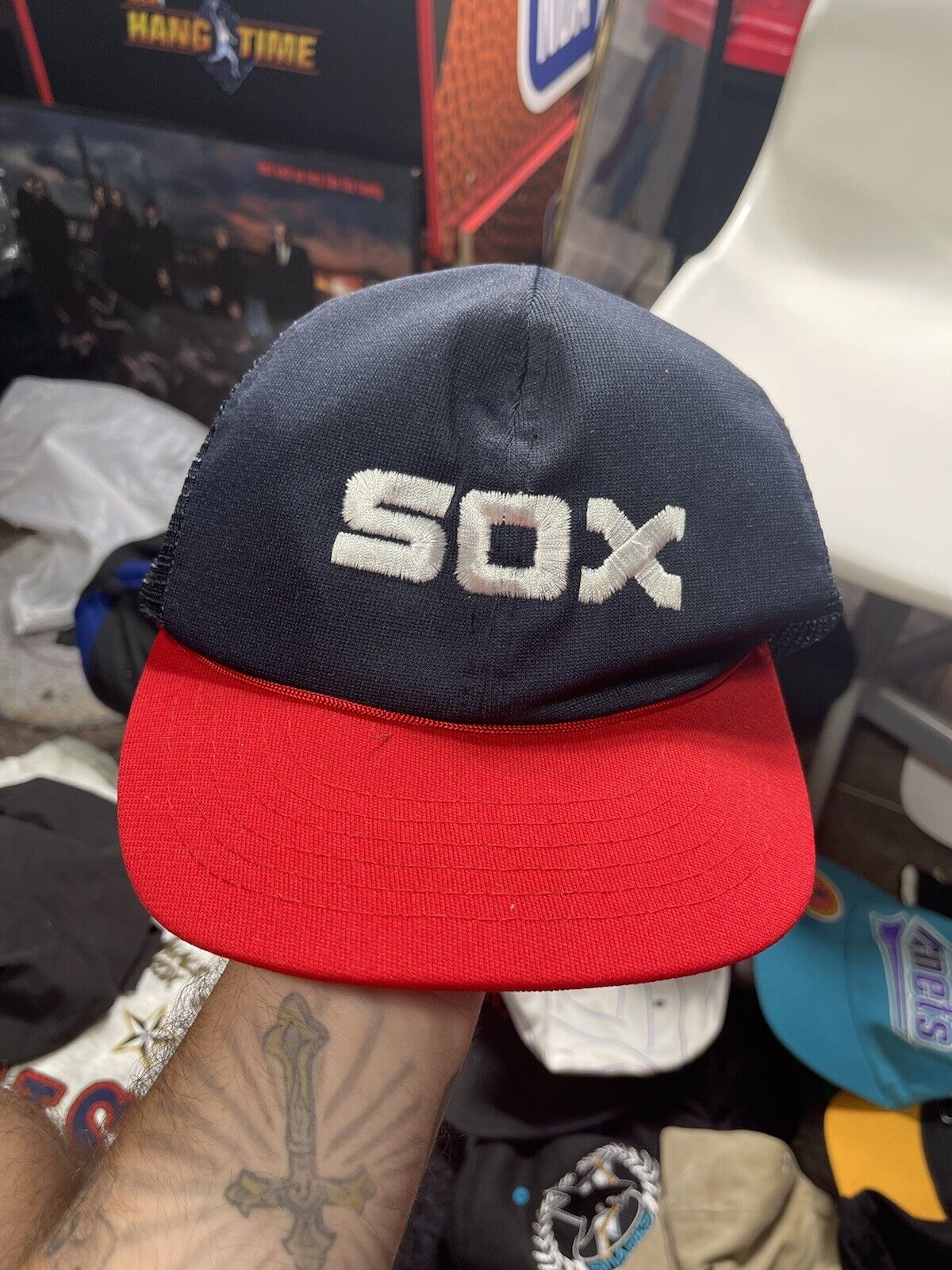 Vintage Chicago White Sox Snapback Hat MLB Trucker Mesh Cap Blue One Size