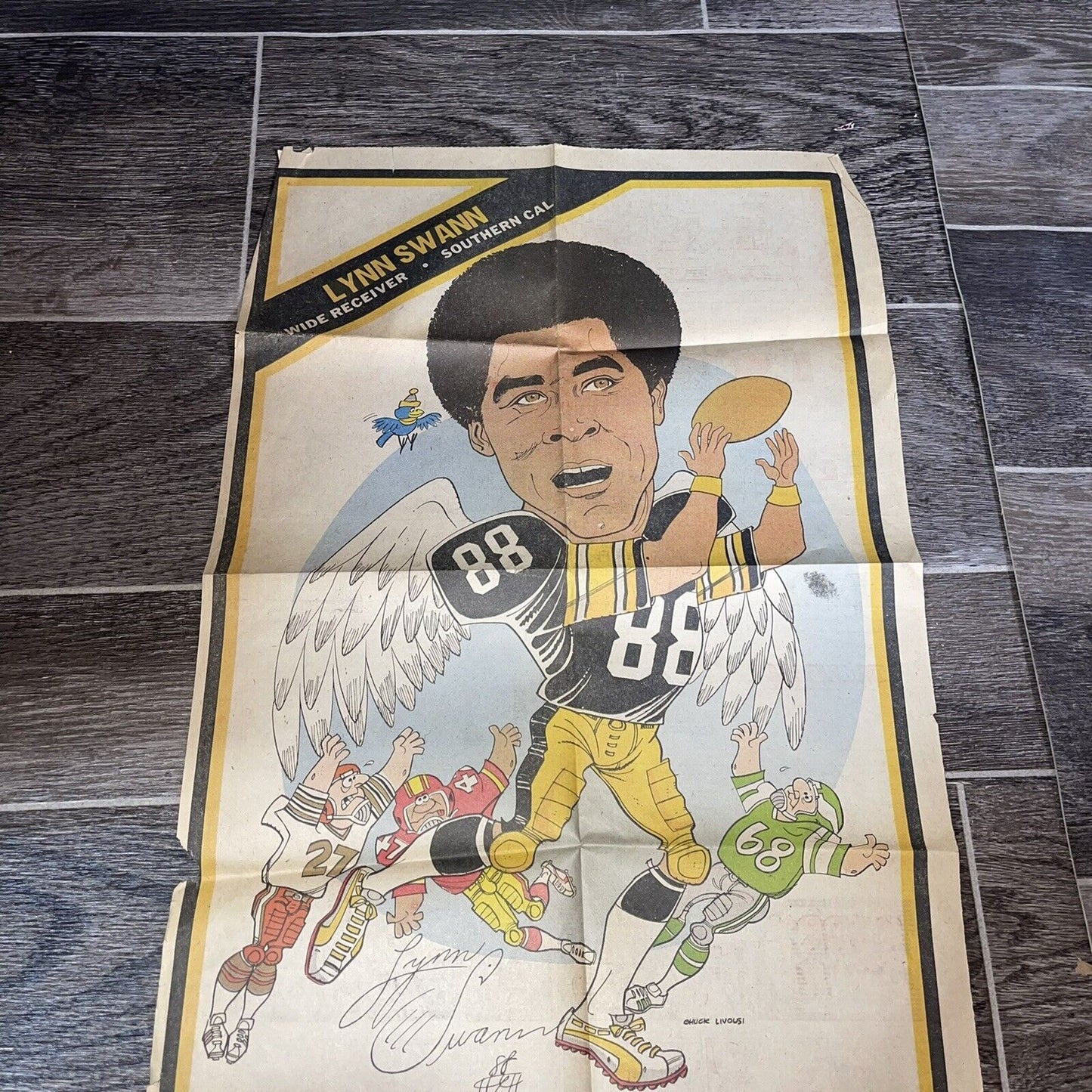 Vintage 1980 Pittsburgh Steelers Lynn Swann Caricature by Chuck Livolsi