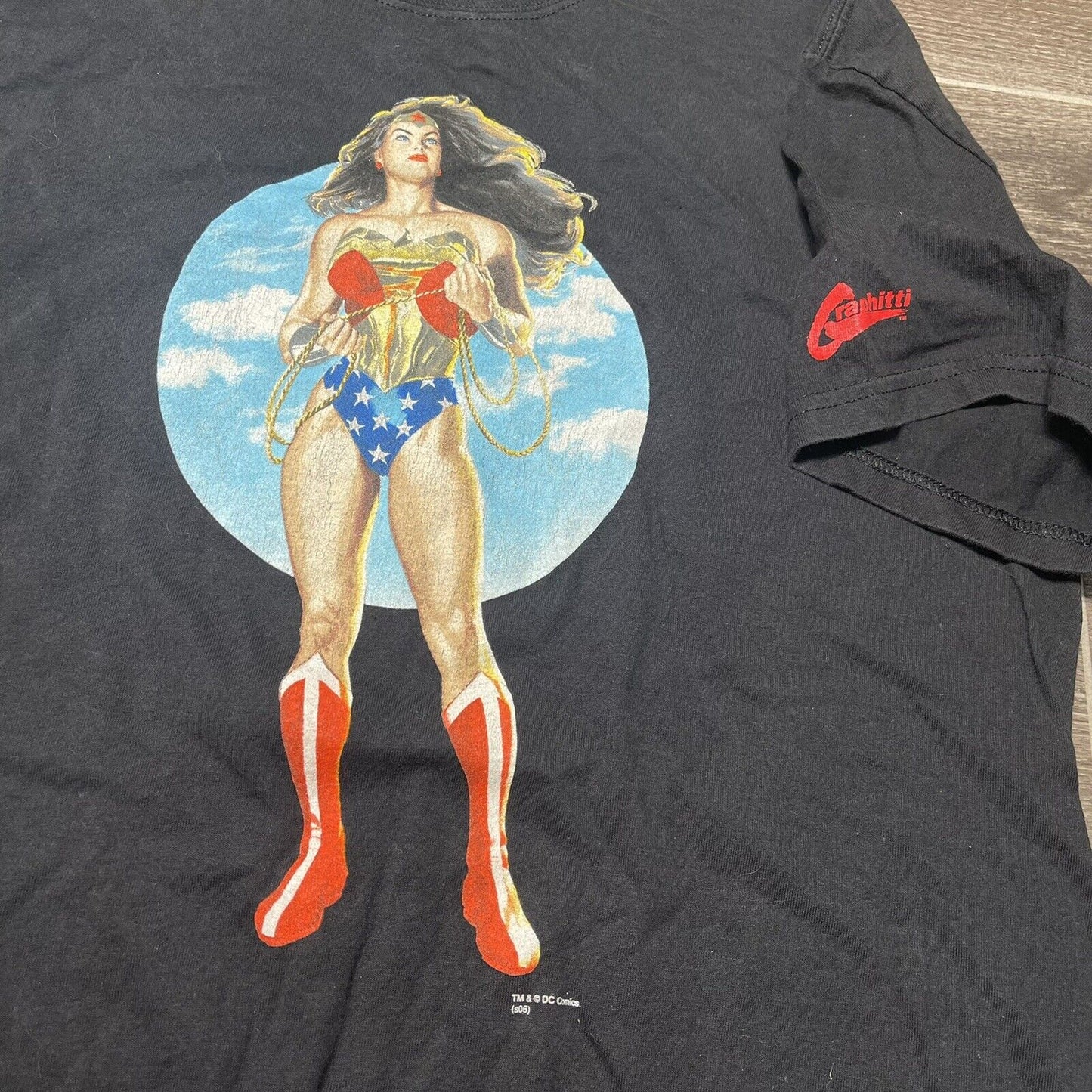 VINTAGE DC Comics Wonder Woman Graphitti T-shirt Men Large Black 2006