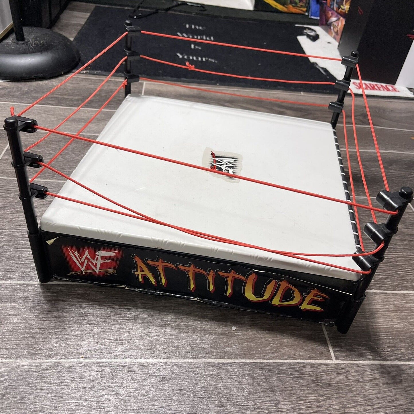 Vintage Jakks WWF Attitude Wrestling Ring With Cage WWE Storage Case
