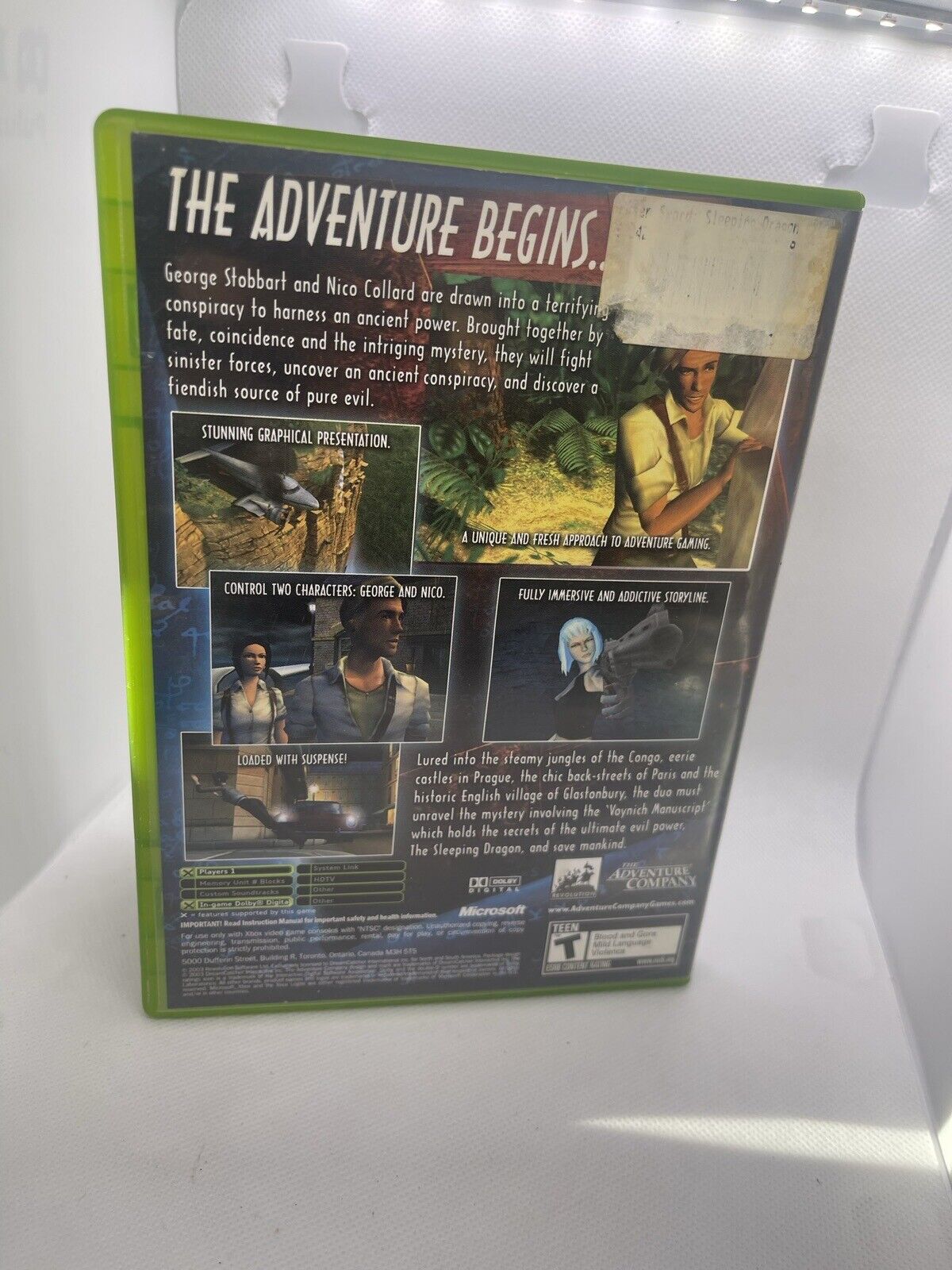 Broken Sword: The Sleeping Dragon (Microsoft Xbox, 2003)   Complete W/ Manual
