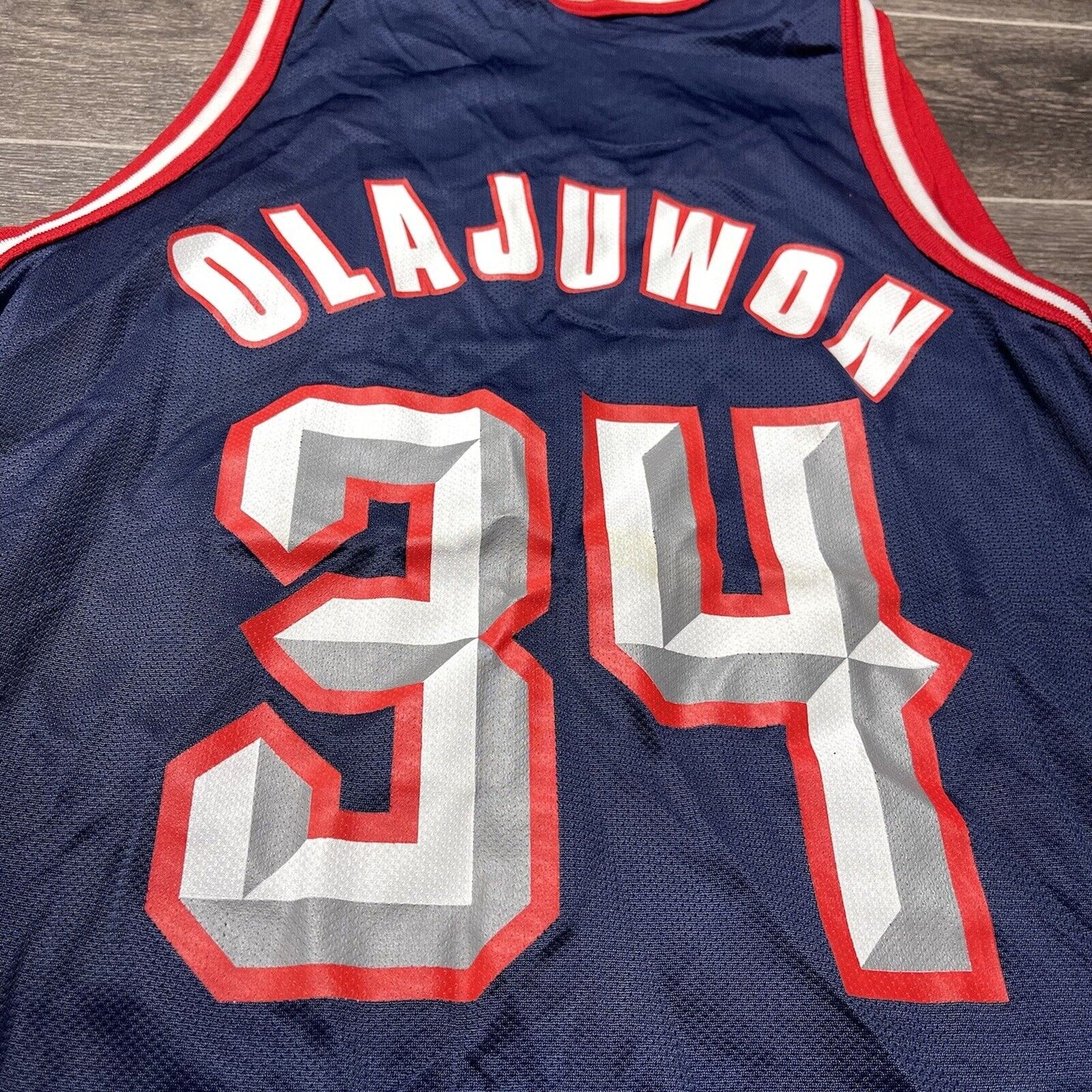 Hakeem Olajuwon Houston Rockets Champion NBA Jersey Size 40 Blank Front