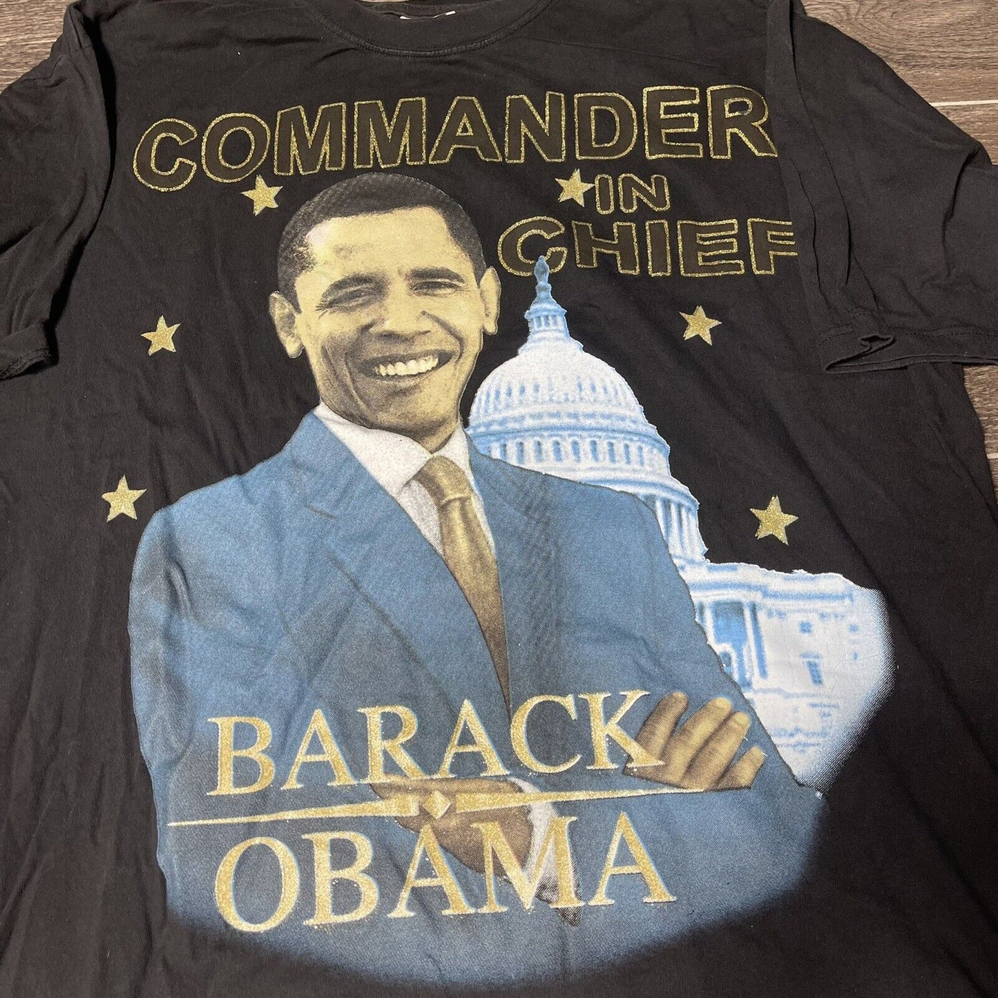 44th President United States Obama Commander In Chief Black T-Shirt Size 2XL