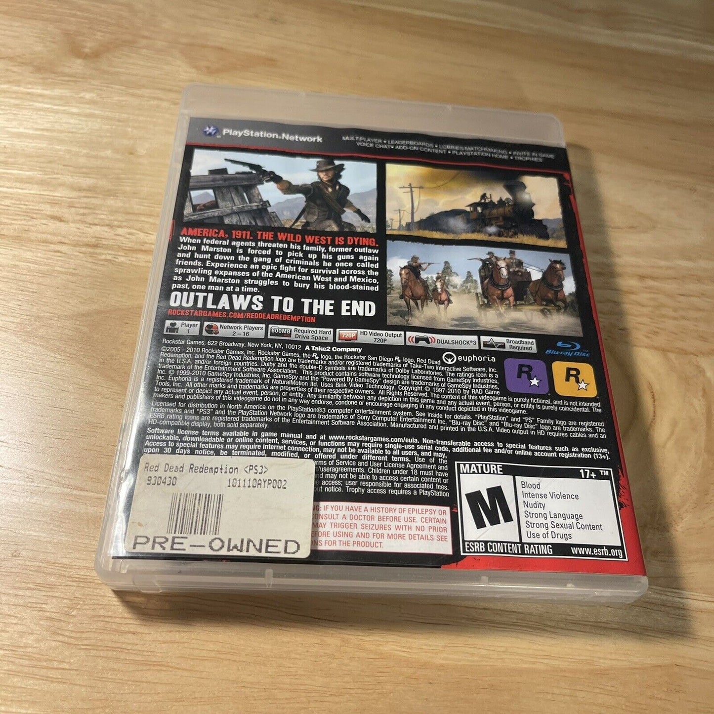 Red Dead Redemption (Sony PlayStation 3, PS3, 2010) Complete W/ Map