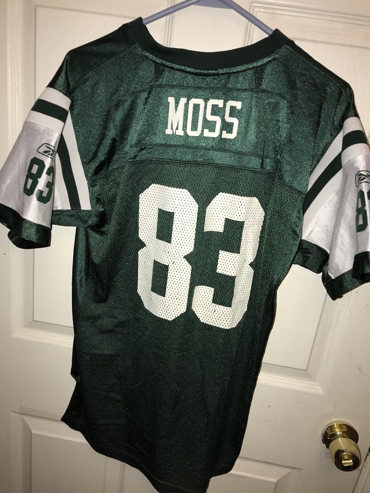 NEW YORK JETS #83 MOSS NFL FOOTBALL JERSEY YOUTH XL 18-20