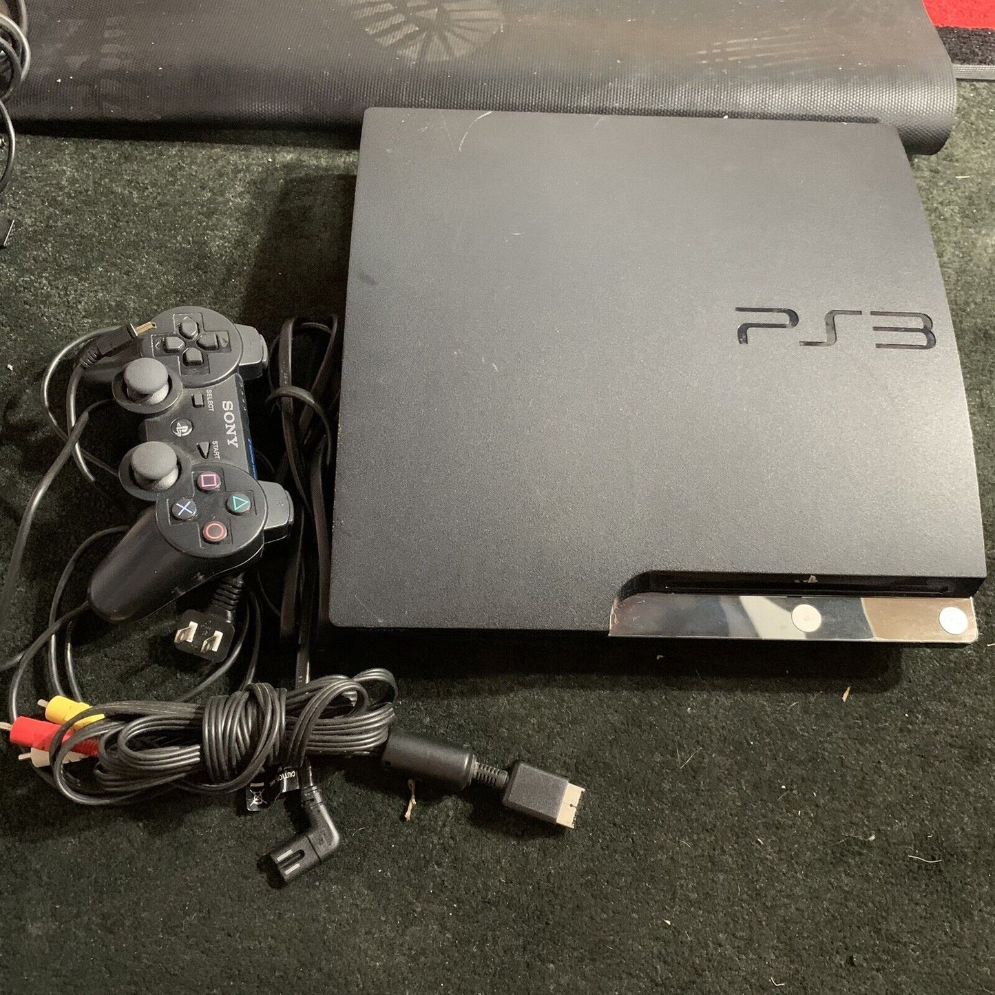 Sony PlayStation 3 Console PS3 Slim Black Bundle Controller & Cords Tested