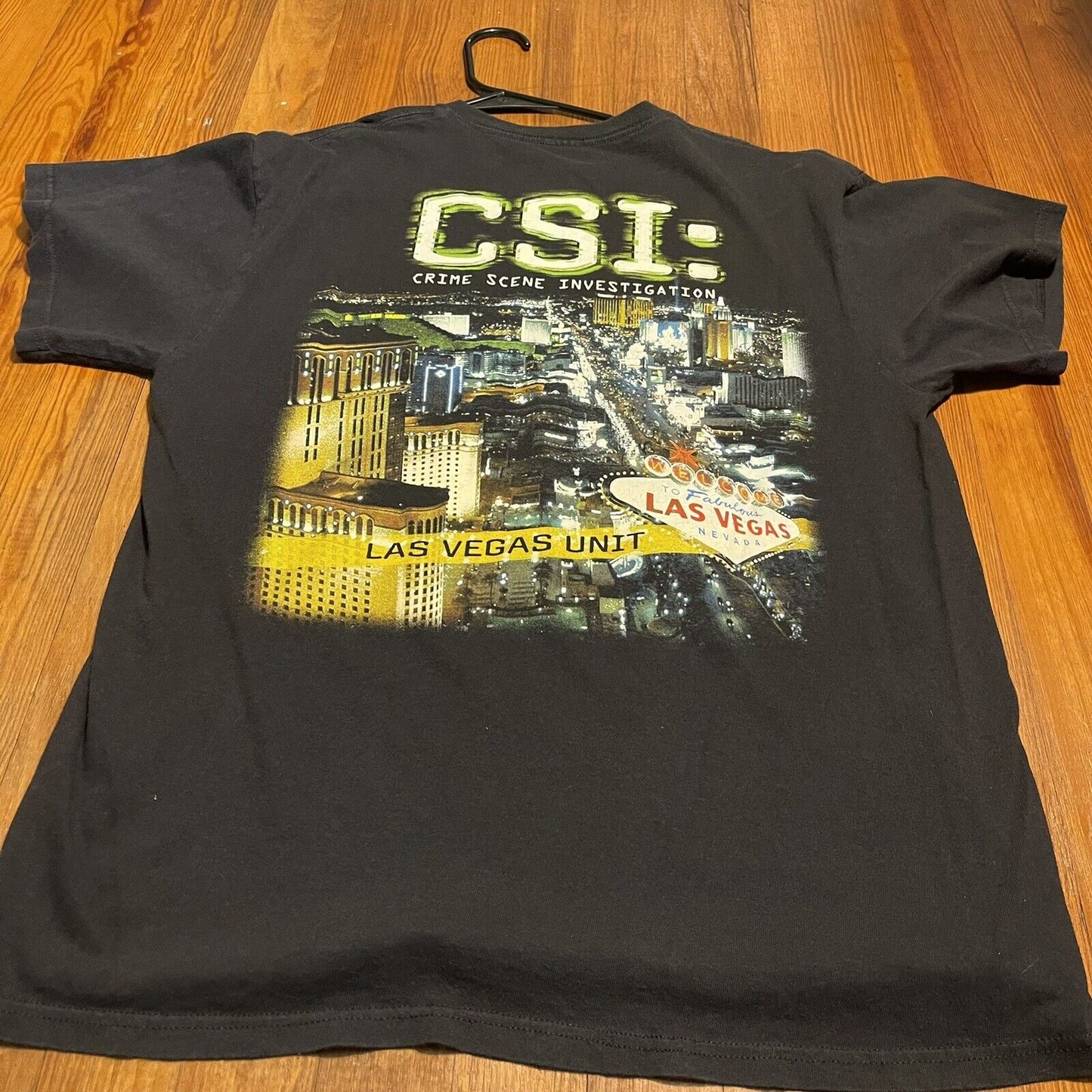 Vintage CSI Crime Scene Investigation Las Vegas Unit Black T Shirt Large