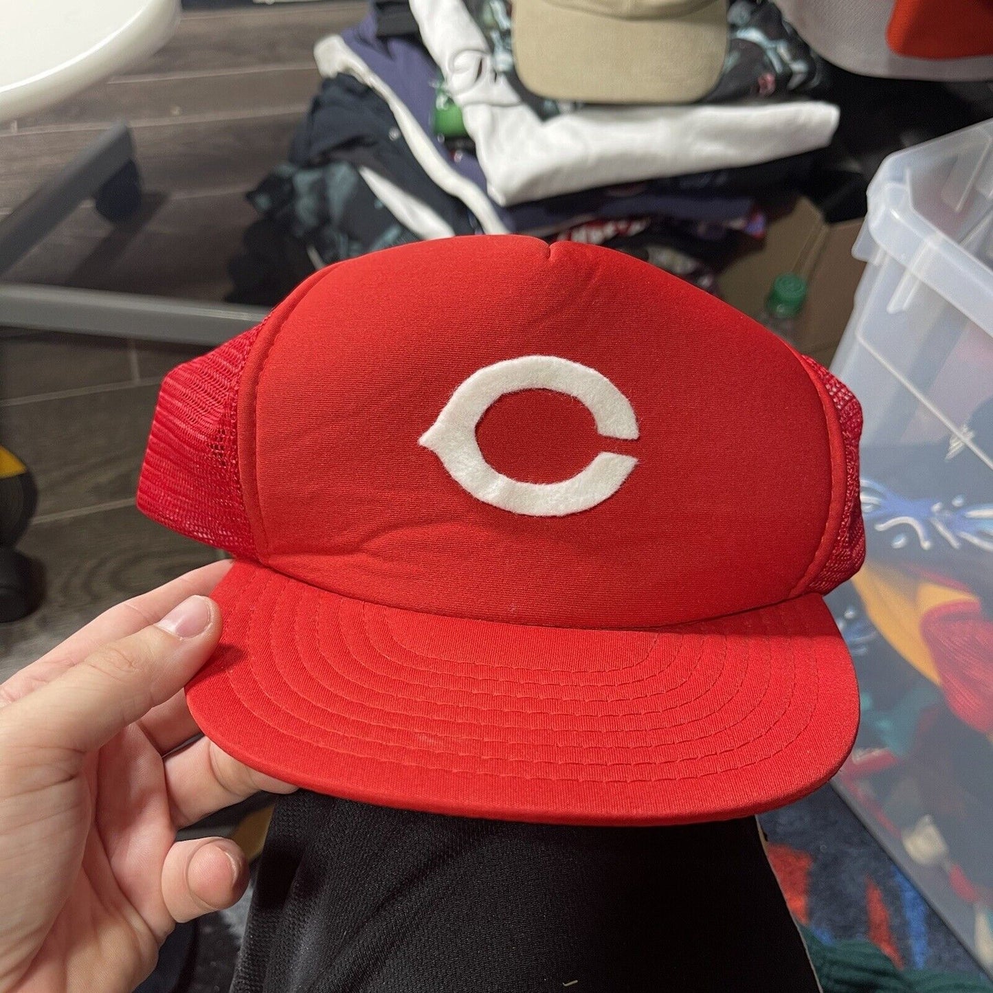 Vintage Cincinnati Reds MLB Snapback Mesh Trucker Hat 80s Annco Red Large