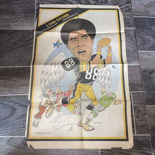 Vintage 1980 Pittsburgh Steelers Lynn Swann Caricature by Chuck Livolsi