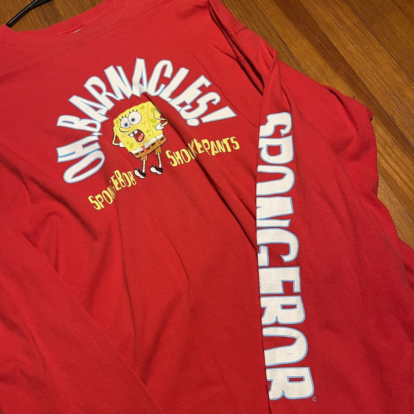 Vintage Spongebob Squarepants Barnacles Shirt XL Red 90s Nickelodeon Cartoon